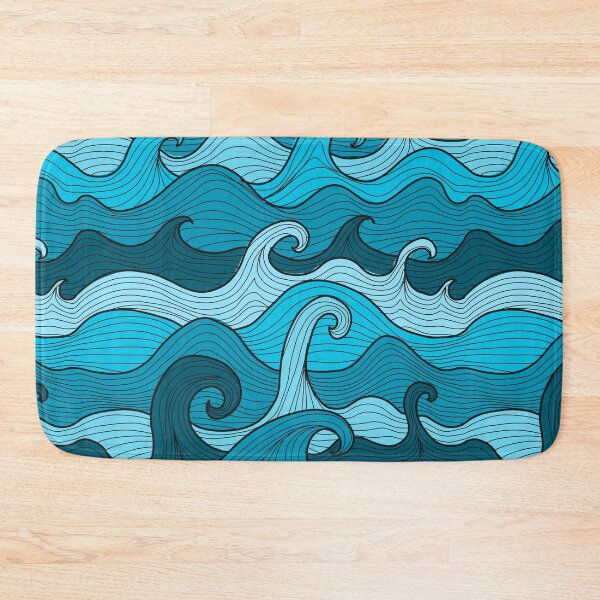 Item preview, Blue Ocean. Sea waves. Storm. Hand drawn pattern. designed and sold by Kudryashka.