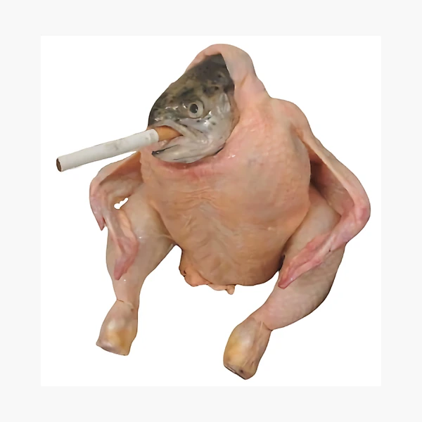 HD Fish Chicken Smoking a Cigarette Funny Meme