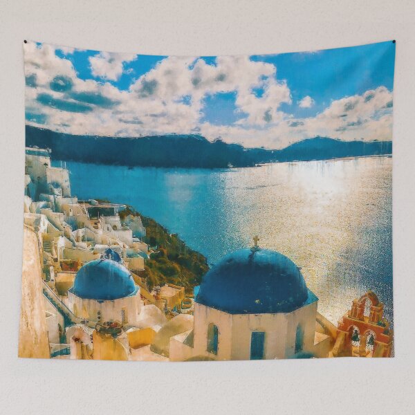 Item preview, Santorini Oia Greece, Oia Santorini Aesthetic, Blue And White Oia Santorini Architecture, Village Oia Santorini Greece designed and sold by Trendymotion.