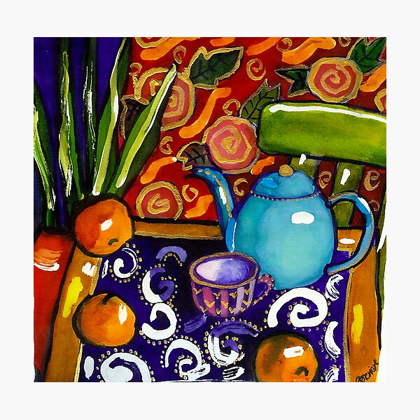 teapot still life watercolour painting Photographic Print