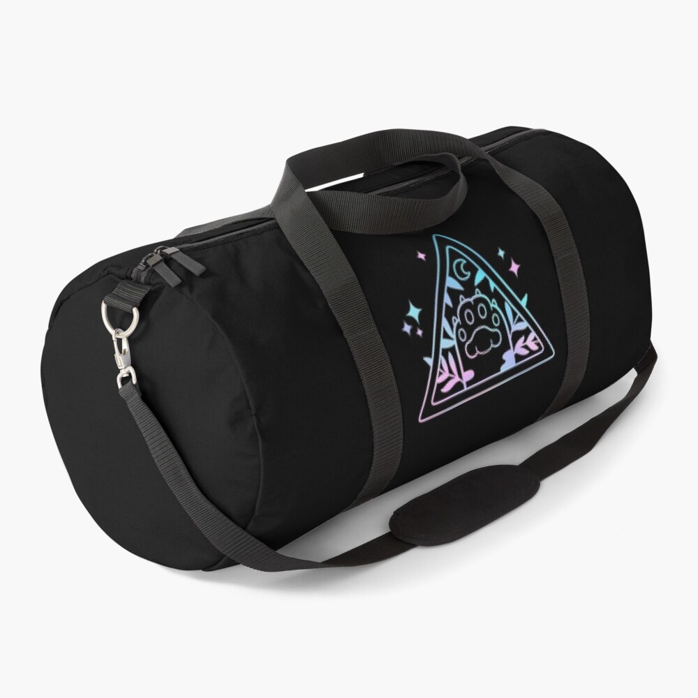Witchy Rainbow Cat Paw // Black | Nikury Duffle Bag