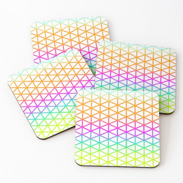 Artikelvorschau, Cyan, Orange, Magenta, Lila, Limette Dreieck Wireframe auf weißem Musterdesign entworfen und verkauft von patternsoup.