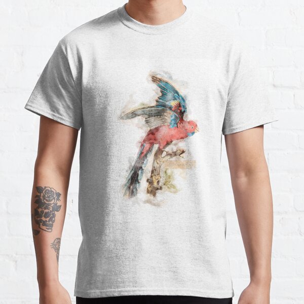 The secret garden nature watercolor drawing of a parrot on a jungle branch with archea Classic T-Shirt