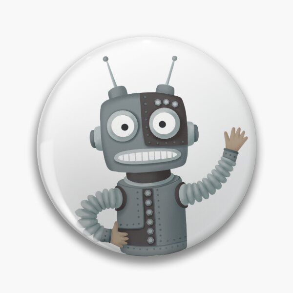 Item preview, A cute cartoon robot of gray color stands and waves hello designed and sold by Kyb4ik.