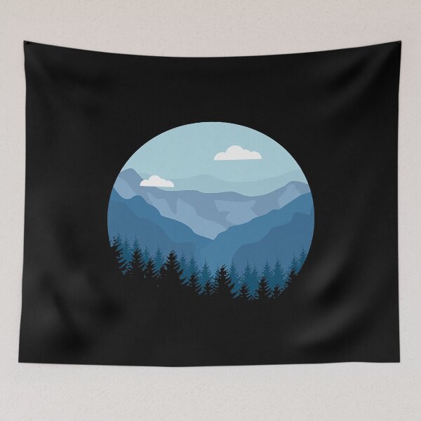 Item preview, Blue Mountain And Forest Scene Silhouette designed and sold by BennetJaco.