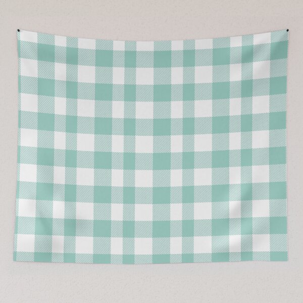 Aperçu de l'œuvre Damier à mini carreaux en vert sauge et blanc cassé créée et vendue par pretty-os.