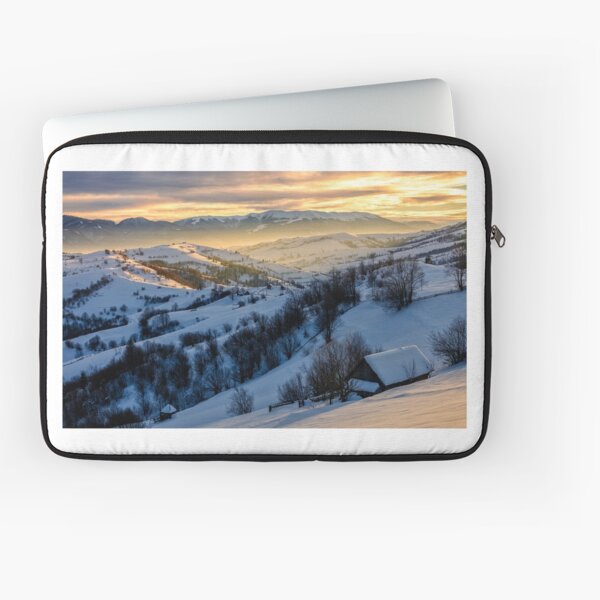 winter landscape in mountainous rural area at sunrise Laptop Sleeve