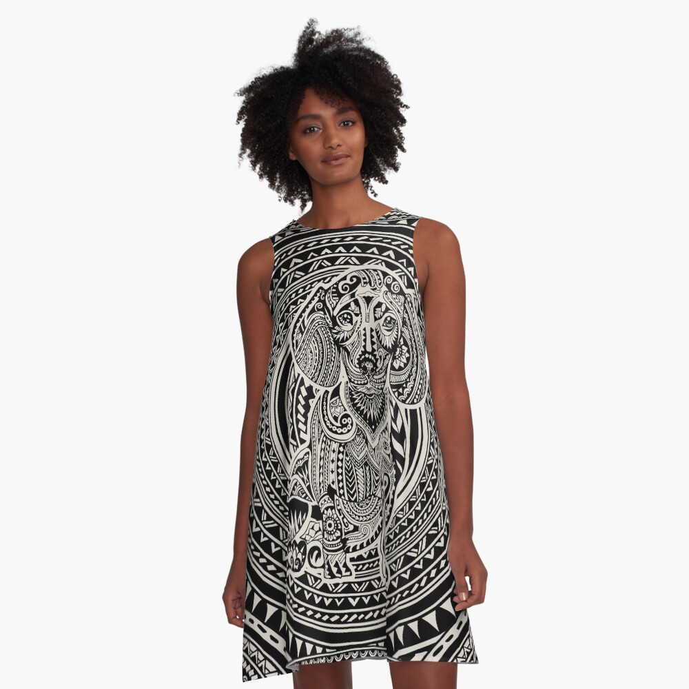Polynesian Dachshund A-Line Dress