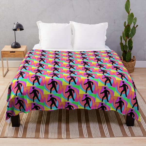 Item preview, Crosswalk Symbol in Black on a Rainbow Tie Dye Swirl Background Small Sized Repeating Pattern designed and sold by Nicolette Olivier.