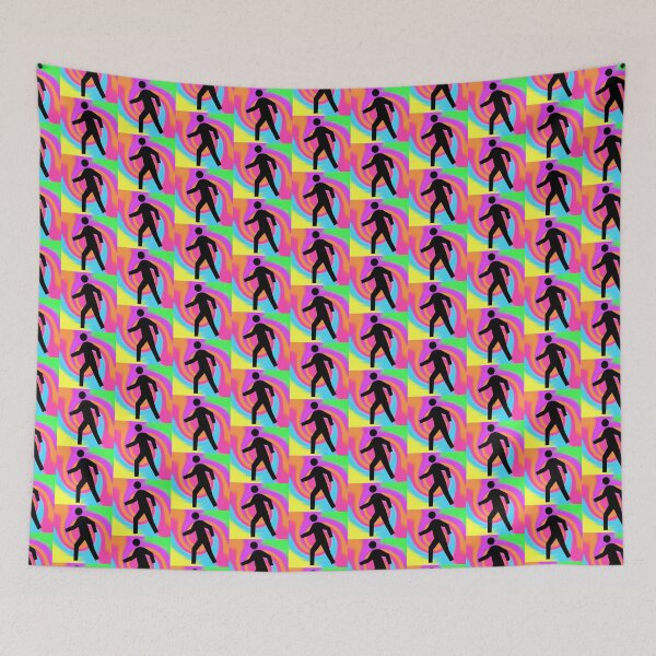 Item preview, Crosswalk Symbol in Black on a Rainbow Tie Dye Swirl Background Small Sized Repeating Pattern designed and sold by Nicolette Olivier.