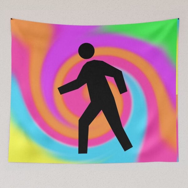 Item preview, Crosswalk Symbol in Black on a Tie Dye Swirl Background, Large Sized Non-Repeating Image designed and sold by Nicolette Olivier.