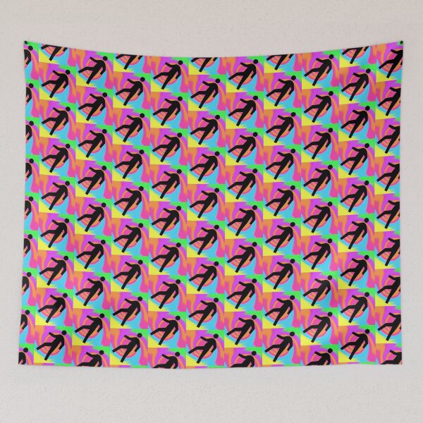 Item preview, Astral Projection in Black on a Rainbow Tie Dye Swirl Background Small Sized Repeating Pattern designed and sold by Nicolette Olivier.