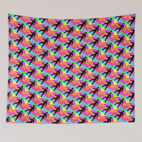 Item preview, Astral Projection in Black on a Rainbow Tie Dye Stripe Background Small Sized Repeating Pattern designed and sold by Nicolette Olivier.