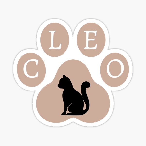 Brown cat paw and black cat named Cleo Sticker