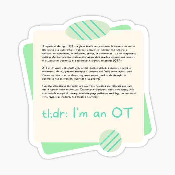 Tldr Occupational Therapy Sticker