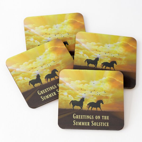Item preview, Summer Solstice Mid Summers Eve Greeting Cards with Horses and Birds Beautiful Sunset designed and sold by Stephanie Laird.