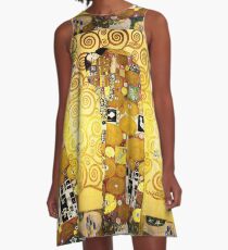 Gustav Klimt Die Umarmung A-Linien Kleid