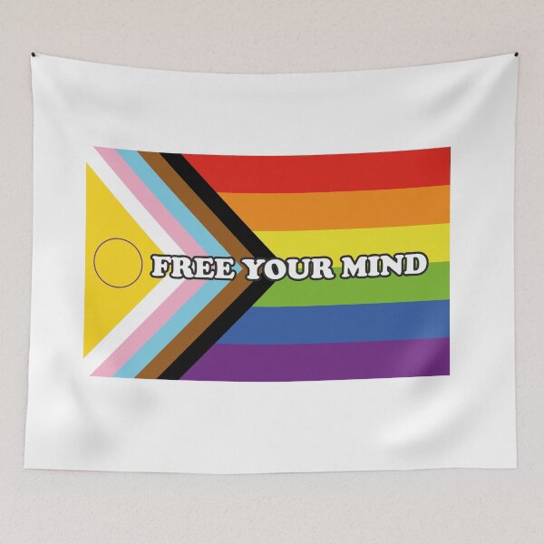 Item preview, Inclusive Pride Progress Flag FREE YOUR MIND designed and sold by Inspirationmotivation.