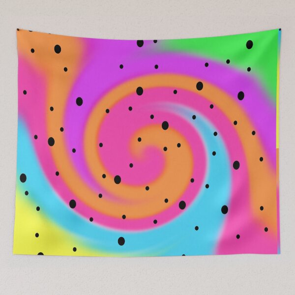 Item preview, Black Speckle Design on a Rainbow Tie Dye Swirl, Large Sized Non-Repeating Image designed and sold by Nicolette Olivier.
