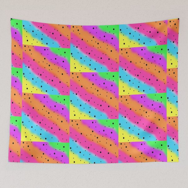 Item preview, Black Speckle Design on a Tie Dye Rainbow Stripe Background, Large Sized Repeating Pattern designed and sold by Nicolette Olivier.