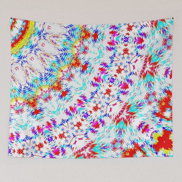 Item preview, The red, blue, violet, yellow, and cyan mosaic kaleidoscopic pattern designed and sold by IraNiva.
