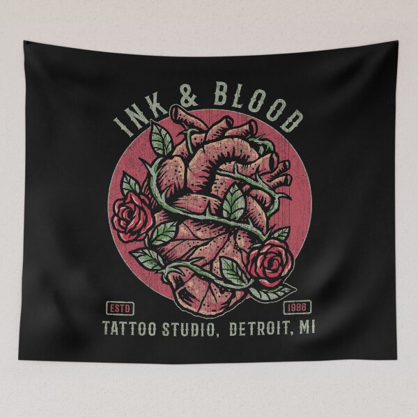 Item preview, Ink & Blood, Detroit, Michigan Studio Design, Neo Traditional, Human Heart & Roses designed and sold by Proverbial Wisdom Design.