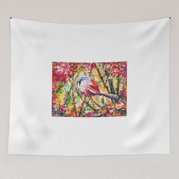 Item preview, Bearded Reedling. Bird On a Flowering Branch designed and sold by Natalia_Shchip.