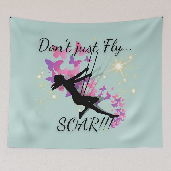 Item preview, A simple design using the silhouette of a woman and pink butterflies...Don't just fly...Soar designed and sold by Wonder & Whimsy.