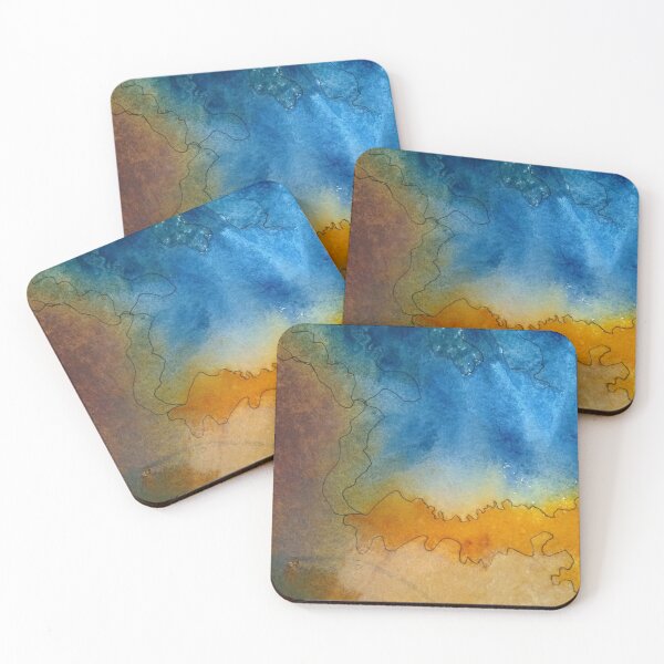Item preview, Yellowstone Hydrothermal Pool #7 closeup watercolor and ink painting designed and sold by ChillonLeachArt.