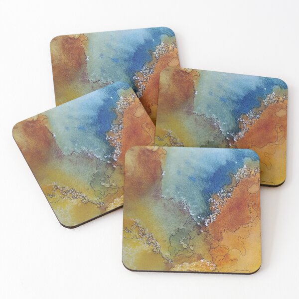 Item preview, Yellowstone Hydrothermal Pool #6 closeup watercolor and ink painting designed and sold by ChillonLeachArt.