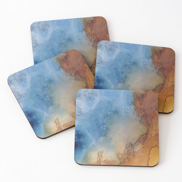Item preview, Yellowstone Hydrothermal Pool #4 closeup watercolor and ink painting designed and sold by ChillonLeachArt.