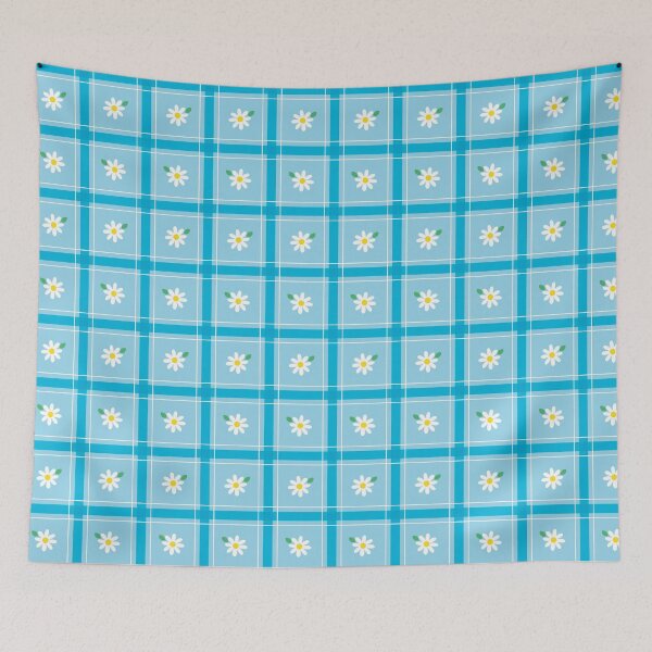 Item preview, Blue Floral Gingham Pattern designed and sold by pretty-os.
