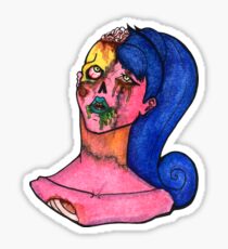 Zombie Gal Brain Decay Sticker