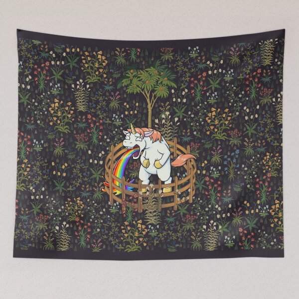 Item preview, Sick Unicorn Tapestry designed and sold by JadedSketch.