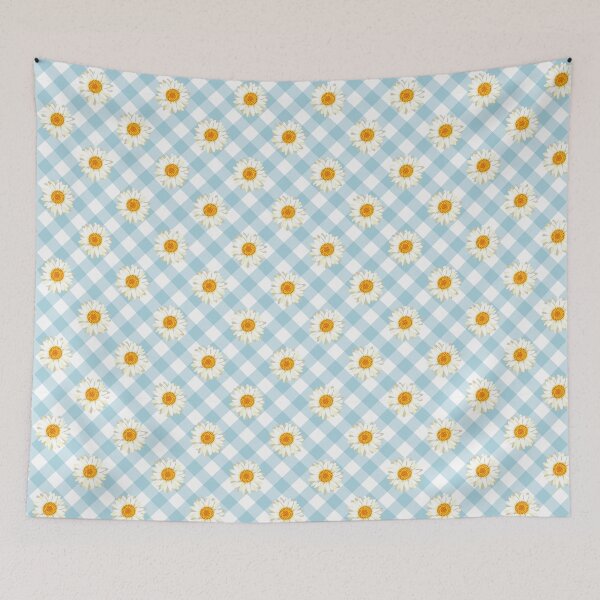 Item preview, Blue Floral Gingham Pattern designed and sold by pretty-os.