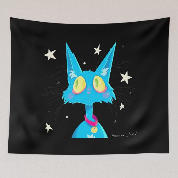 Item preview, Blue Cat with Stars designed and sold by Hannah Hurst.