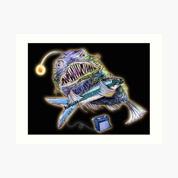 Angler Fish Plays Fish Guitar Art Print