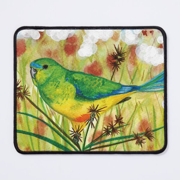 Item preview, Orange Bellied Parrot Perched on Sedge Grass designed and sold by JulieSpriddle.