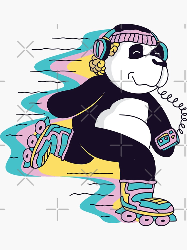 " 80s Roller Skating Panda Skater Panda" Sticker for Sale by