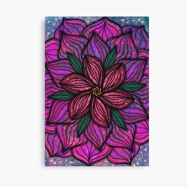 Teal Magenta Purple Petals and Seed Pods Collection 060822 by Kristi Duggins Canvas Print