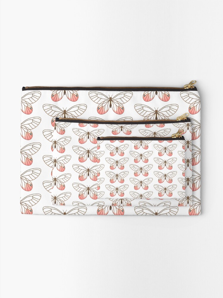 Alternate view of Pink Glasswing Butterfly Zipper Pouch