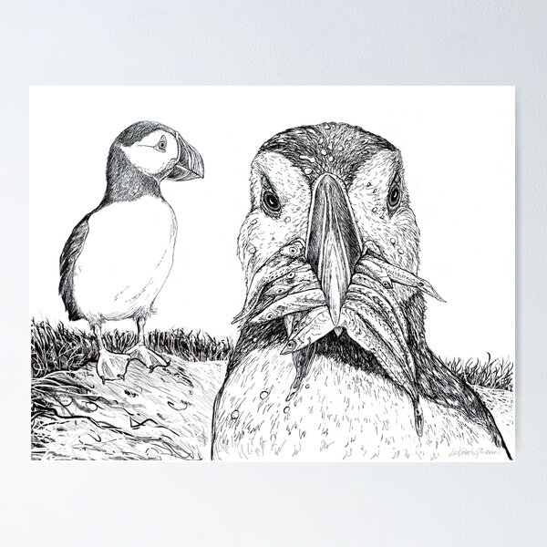Item preview, Atlantic Puffins with Lunch designed and sold by Lisa Kimberly Glickman.