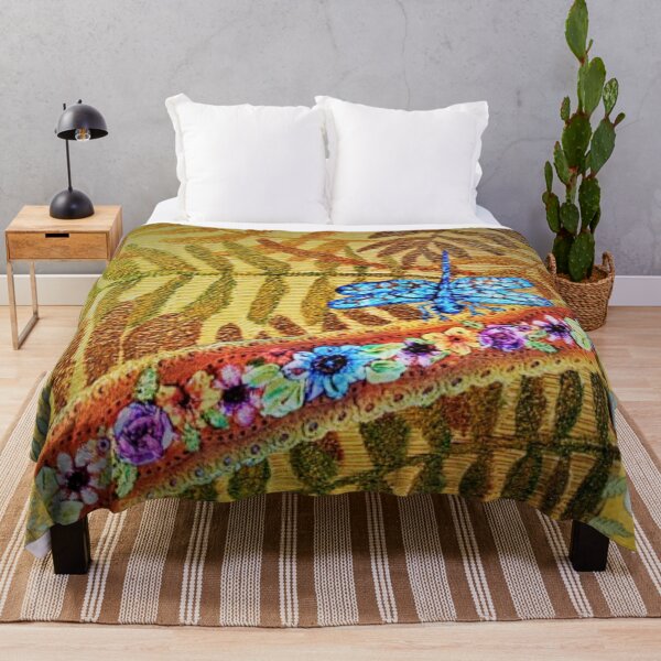 Item preview, Dragonfly with golden ferns designed and sold by lindosilks.