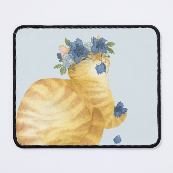 Item preview, Flower Cat - Yellow Striped With Blue designed and sold by JayBirdsBrain.