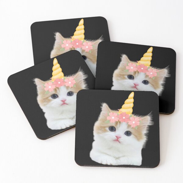 Item preview, Cute Caticorn Kitten, Orange and white kitten with unicorn horn & flower crown designed and sold by MamaSweetea.