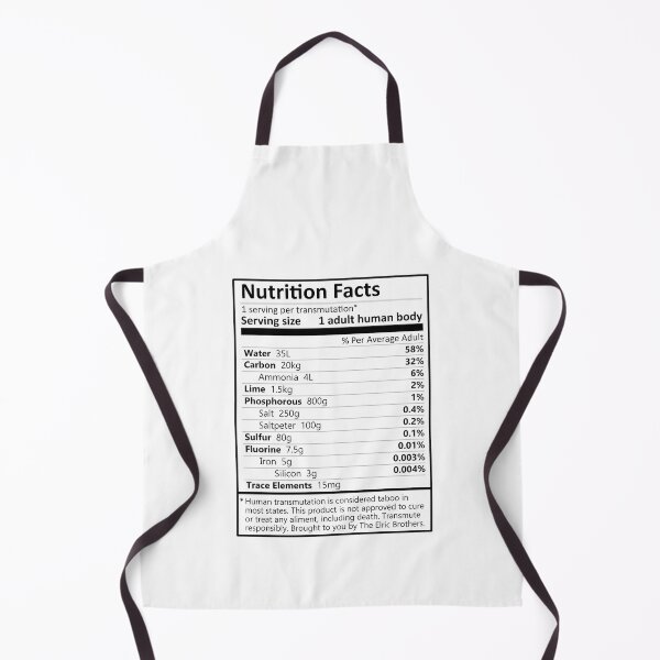 Item preview, Fullmetal Alchemist Brotherhood, Transmutation Nutrition Label Funny Edward Elric Quote Subtle Fanart designed and sold by AniMayhemMerch.