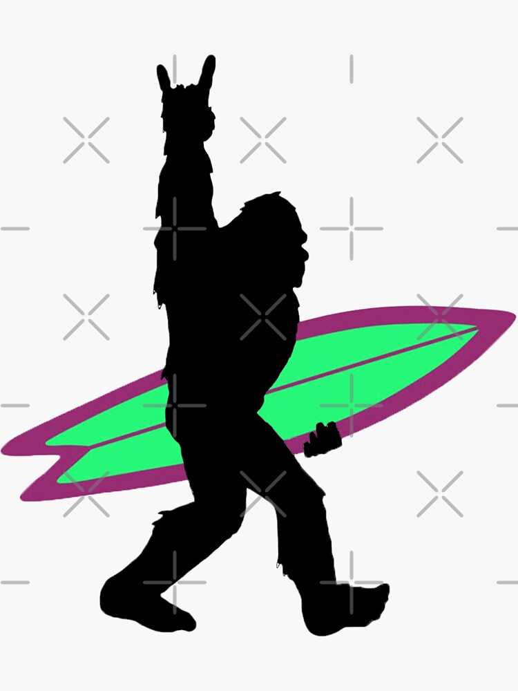 "BIGFOOT HOLDING A SURF BOARD ROCK ON The Summer Surf Club" Sticker