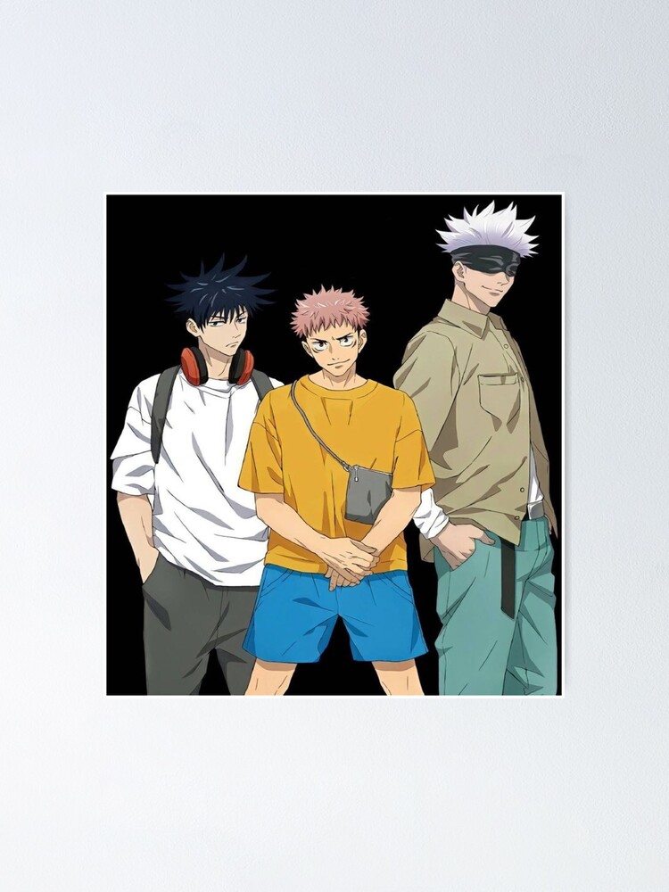  jujutsu kaisen satoru gojo x yuji itadori megumi fushiguro poster