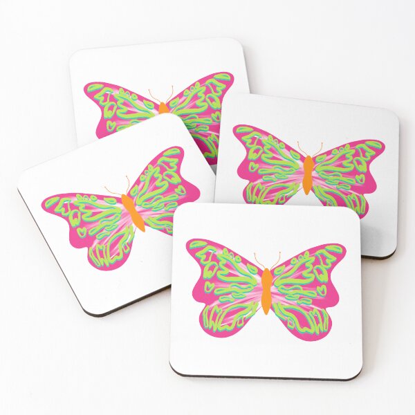 Item preview, Preppy pink, green, and blue vibrant butterfly   designed and sold by mollsdesignss.