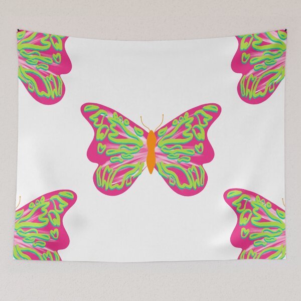 Item preview, Preppy pink, green, and blue vibrant butterfly   designed and sold by mollsdesignss.